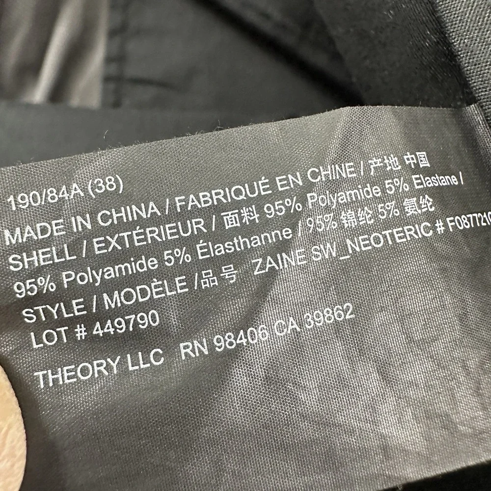 Theory‎ Men's Zaine Neoteric Performance Pants 38x34 Gray Black Stretch Chino